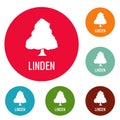 Linden tree icons circle set Royalty Free Stock Photo