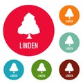 Linden tree icons circle set vector Royalty Free Stock Photo