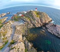 Lindesnes Lighthouse on the southernmost point of Norway Europe artistic curved horizon aerial view