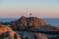 Lindesnes lighthouse in colorful sunset light.. Royalty Free Stock Photo
