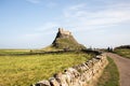 Lindisfarne Castle, on a hill in Northhumberland, UK.