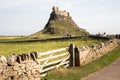 Lindisfarne Castle, on a hill in Northhumberland, UK.