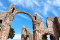 LINDISFARNE CASTLE, HOLY ISLAND/NORTHUMBERLAND - AUGUST 16 : Close-up view of part of the ruins of Lindisfarne Priory on Holy Isl Royalty Free Stock Photo