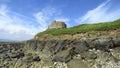 Lindisfarne Castle panoramic view from the beach, Holy Island, Northumberland Royalty Free Stock Photo