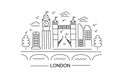 Lindon lineart illustration. London line drawing. Modern style London city illustration. Hand sketched poster, banner