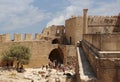 Lindos, the Acropolis Hill, ruins of the ancient fortress and the Castle of the Knights of St. John. Lindos, Rhodes, Greece