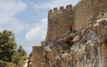 Lindos, the Acropolis Hill, ruins of the ancient fortress and the Castle of the Knights of St. John. Lindos, Rhodes, Greece Royalty Free Stock Photo