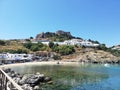 Lindos Beach Greece vacation acropolis Greece Royalty Free Stock Photo