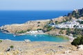 Lindos city castle located on Rhodes island Royalty Free Stock Photo