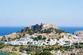 Lindos city castle located on Rhodes island Royalty Free Stock Photo