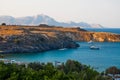 Lindos, Greece - August 11, 2018:  Bay of St. Paul, Rhodes, Greece Royalty Free Stock Photo