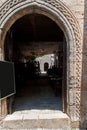 Lindos. Greece. 05/28/2018. Traditional restaurant and bar in Lindos Town. Medieval setting. Greek Island of Rhodes. Europe