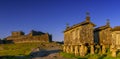 Lindoso Castle and historic stone granaries in the village of Lindoso in Portugal in warm evening light Royalty Free Stock Photo