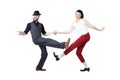 Lindy hop or rock`n`roll dance boogie woogie dancers Royalty Free Stock Photo