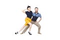 Lindy hop or rock`n`roll dance boogie woogie dancers Royalty Free Stock Photo