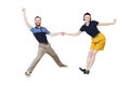 Lindy hop or rock`n`roll dance boogie woogie dancers Royalty Free Stock Photo