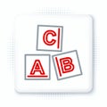 Line ABC blocks icon isolated on white background. Alphabet cubes with letters A,B,C. Colorful outline concept. Vector Royalty Free Stock Photo