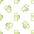 Line Abdominal bloating icon isolated seamless pattern on white background. Constipation or diarrhea. Vector