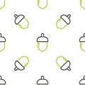 Line Acorn icon isolated seamless pattern on white background. Vector Illustration