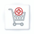 Line Add to Shopping cart icon isolated on white background. Online buying concept. Delivery service sign. Supermarket Royalty Free Stock Photo