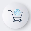 Line Add to Shopping cart icon isolated on white background. Online buying concept. Delivery service sign. Supermarket Royalty Free Stock Photo