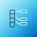 Line Agricultural soil test and results icon isolated on blue background. Digital soil analysis. Colorful outline