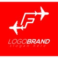 Line Airways F letter logo vector element. Initial Plane Travel Template