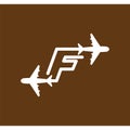 Line Airways F letter logo vector element. Initial Plane Travel logo Template