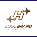 Line Airways H letter logo vector element. Initial Plane Travel logo Template