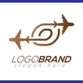 Line Airways O letter logo vector element. Initial Plane Travel logo Template