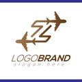 Line Airways Z letter logo vector element. Initial Plane Travel logo Template