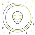 Line Alien icon isolated on white background. Extraterrestrial alien face or head symbol. Colorful outline concept Royalty Free Stock Photo
