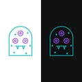 Line Alien icon isolated on white and black background. Extraterrestrial alien face or head symbol. Colorful outline Royalty Free Stock Photo
