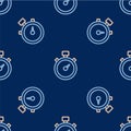 Line Alloy wheel for car icon isolated seamless pattern on blue background. Vector