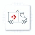 Line Ambulance and emergency car icon isolated on white background. Ambulance vehicle medical evacuation. Colorful