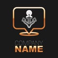 Line Anchor icon isolated on black background. Colorful outline concept. Vector Royalty Free Stock Photo