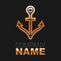 Line Anchor icon isolated on black background. Colorful outline concept. Vector Royalty Free Stock Photo