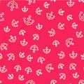 Line Anchor icon isolated seamless pattern on red background. Vector