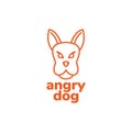 Line angry terrier dog logo design