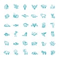 Line animals concepts, Icons set Royalty Free Stock Photo