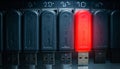 Cybersecurity Threat Red USB Flash Drive Royalty Free Stock Photo