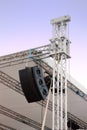 Line array speakers on music stage