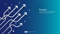line arrow direction for vision, business growth, teamwork leader and success concept. blue background for presentation or web