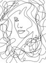 Line art abstract beautiful female face 18