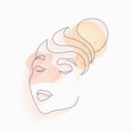 line art abstract woman face drawing in hand drawn style Royalty Free Stock Photo