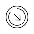 Line Art. Arrow Down Right vector icon. This rounded flat symbol Royalty Free Stock Photo