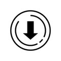 Line Art. Arrow Down rounded icon. Vector illustration style is flat Royalty Free Stock Photo