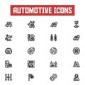 Line art automotive icons set.