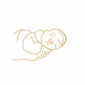 line art, baby with snub nose, pretty sleeping pose. Line art