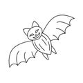 Line art bat. Isolated vector flittermouse on the white background. Flat bat icon silhouette